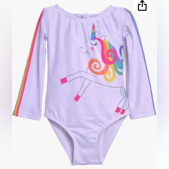 Flap Happy Girls' Rash Guard Swimsuit - Magic Stripe Unicorn - Size 2 - Picture 6 of 12